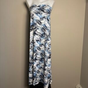 URBAN COCO‎ Tropical Leaf Print Strapless Maxi Dress Women's Size M Resort Chic